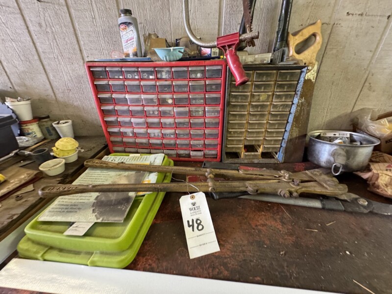 Lot 48: Bench and contents in and on and above