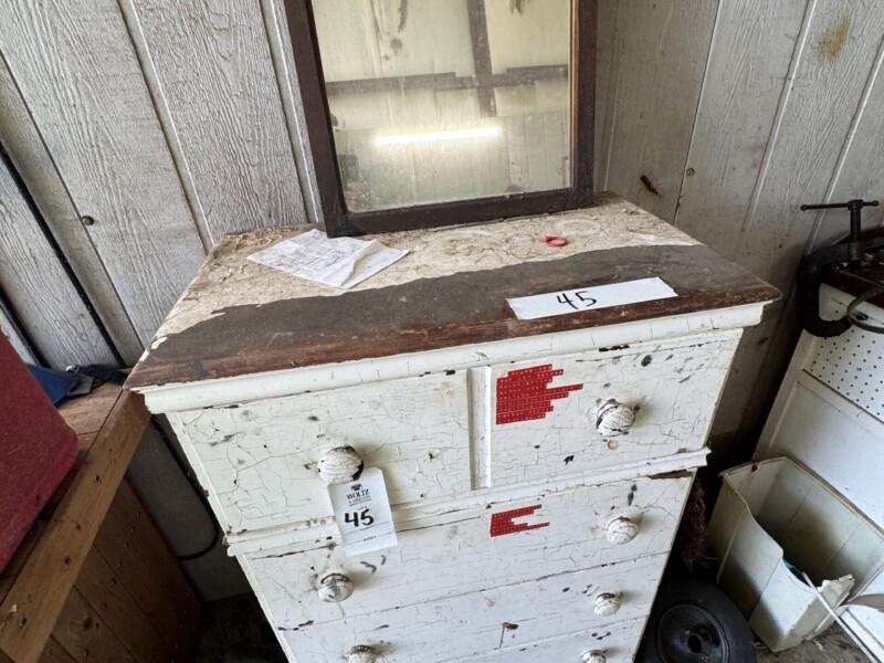 Lot 45: White dresser with contents