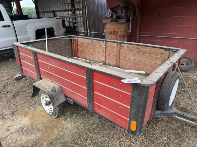 Lot 13: 57” x 101” Single axle tractor, spare tire and wheel in bed.